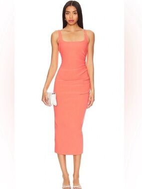 NWT Bec + Bridge Karina Tuck Midi Dress in Coral sz 4 (US)  *minor flaw*